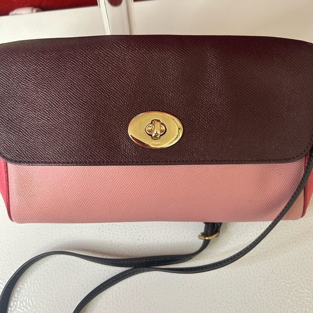 Coach Pink and Burgundy Crossbody Bag - Picture 1 of 7